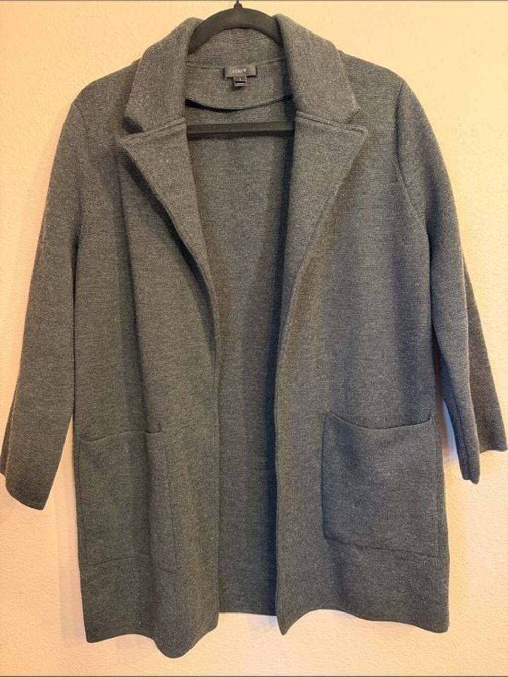 J.Crew Womens Merino Wool Open Front Sweater Blazer Charcoal Grey Small RN77388